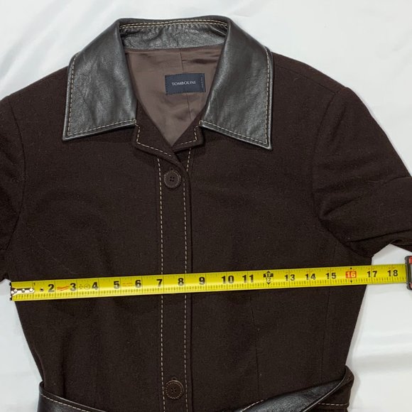 Tombolini Women’s Wool Jacket w/ Leather Trim Belted Medium - Picture 3 of 4